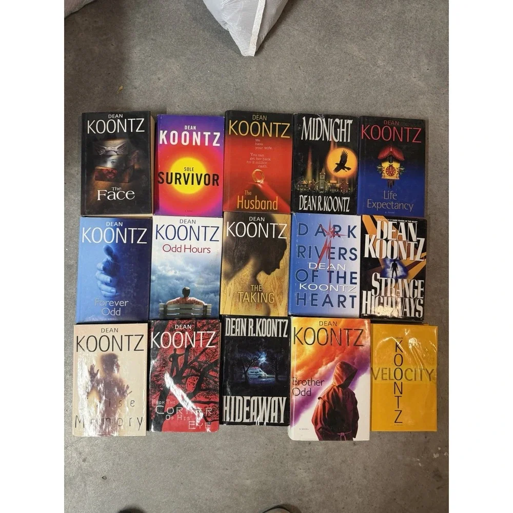 Lot of 15 hardback books by Dean Koontz, mystery, suspense, horror